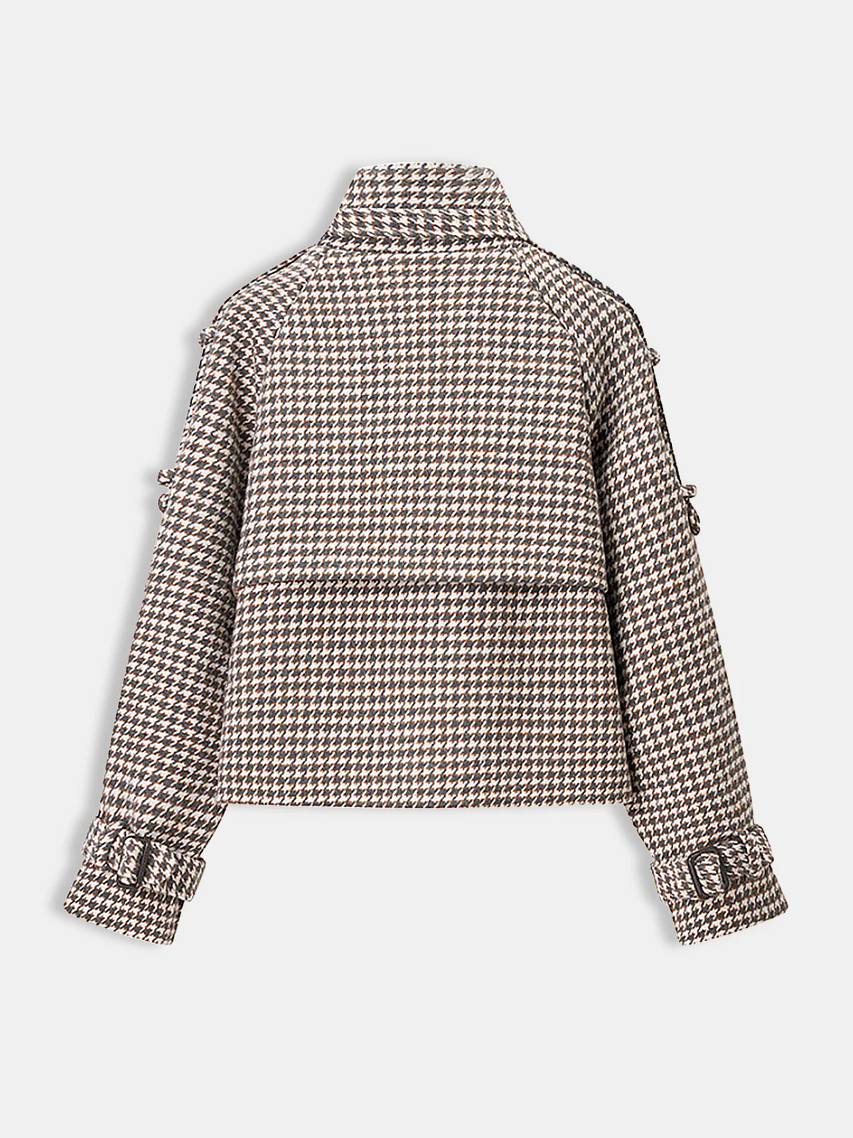 Houndstooth Double-Breasted Tweed Coat - Wholesalesil