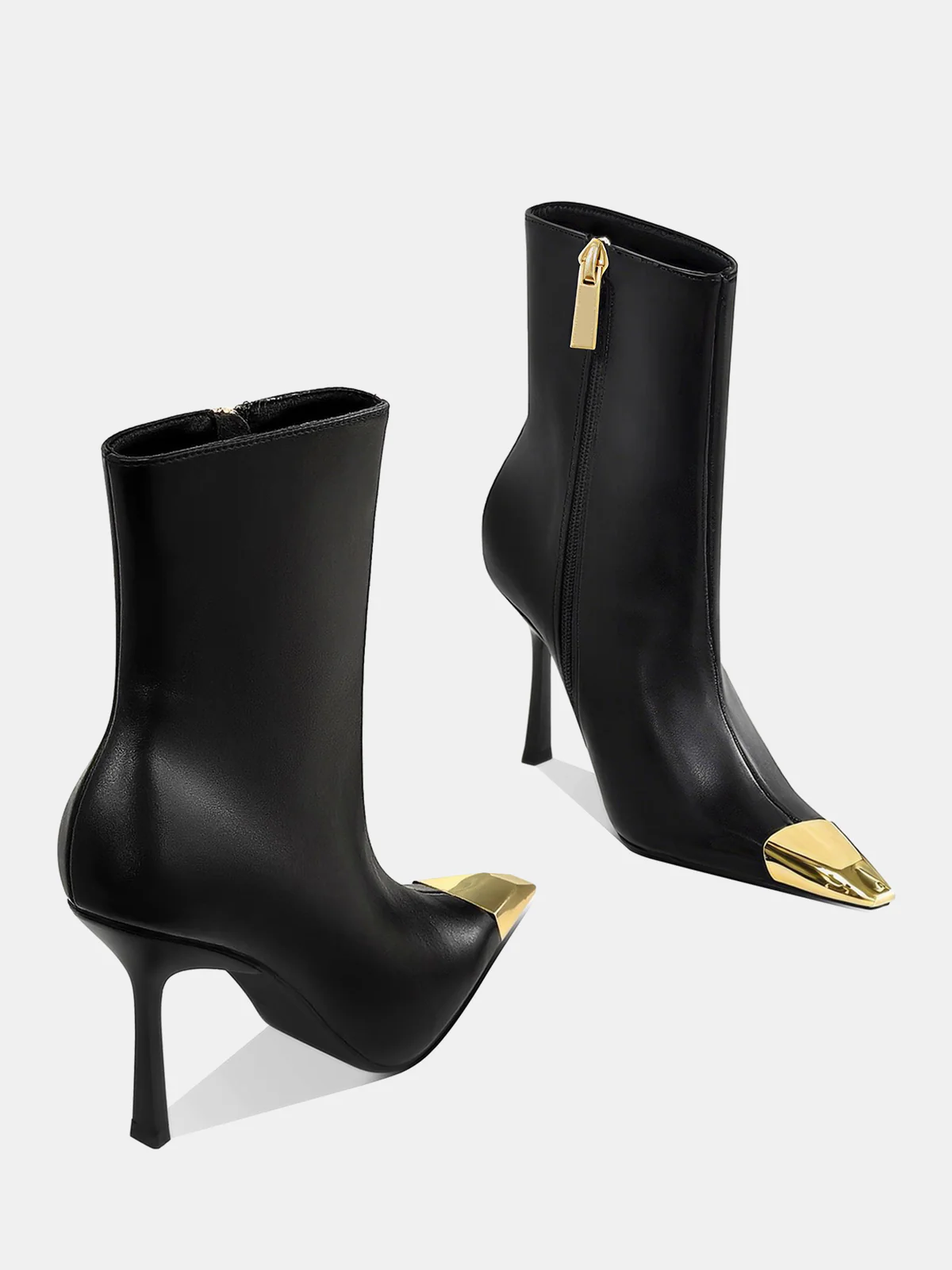 Golden Pointed Toe Ankle Boots - Wholesalesil