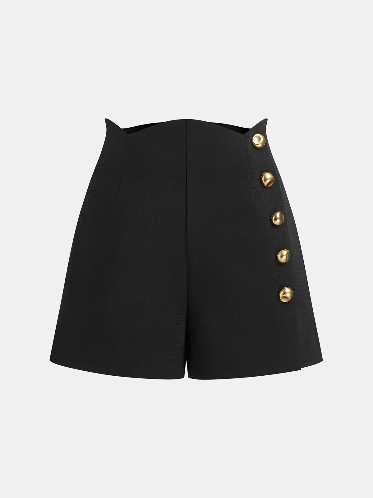 Metal Detail High-Waist Shorts - Wholesalesil