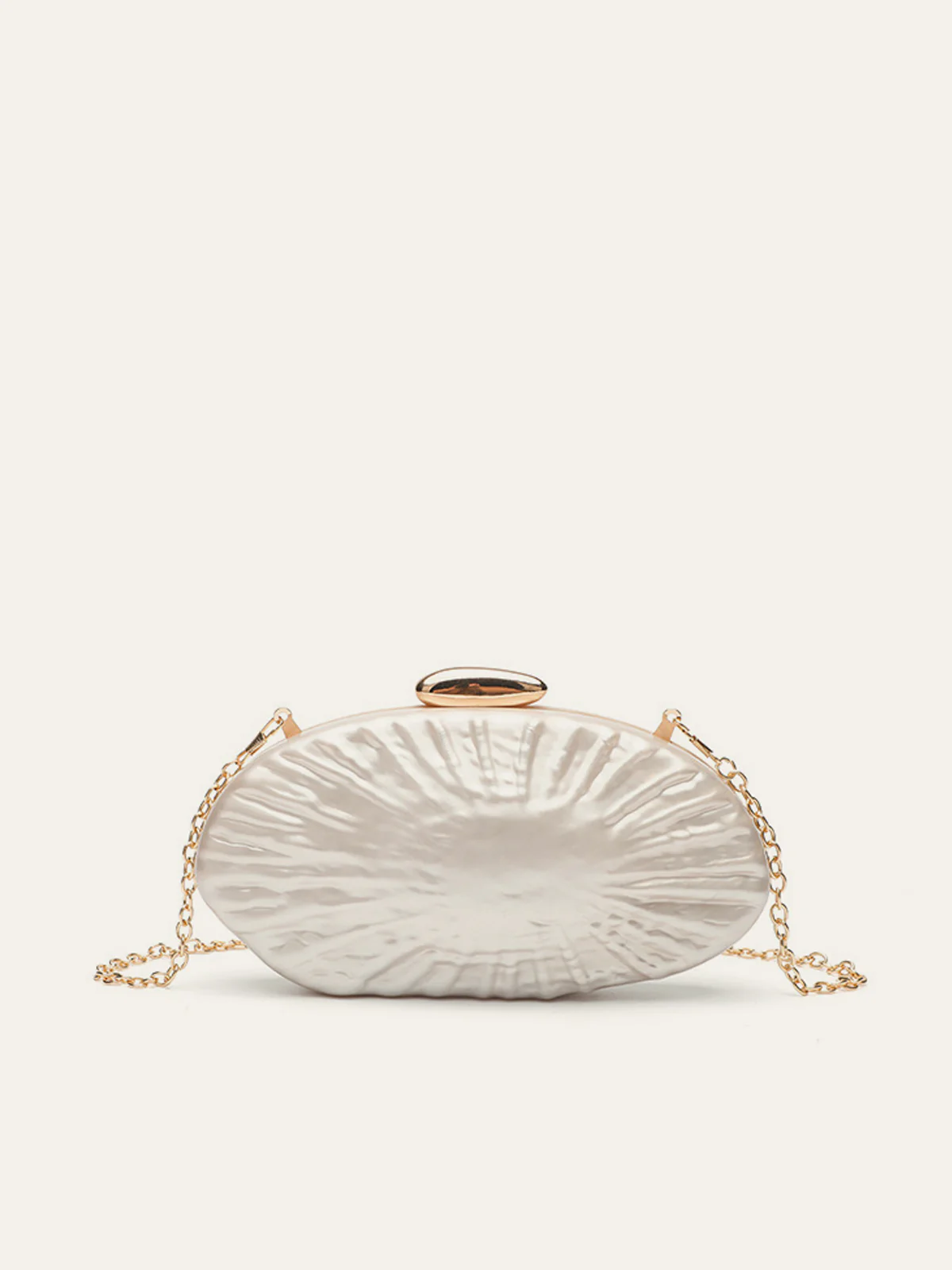 Pearl Texture Clutch With Gold Chain - Wholesalesil