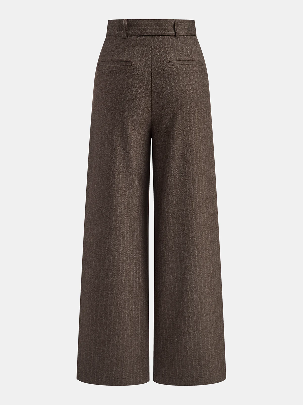 Belted Pinstripe Mid-Waist Wide-Leg Pants - Wholesalesil