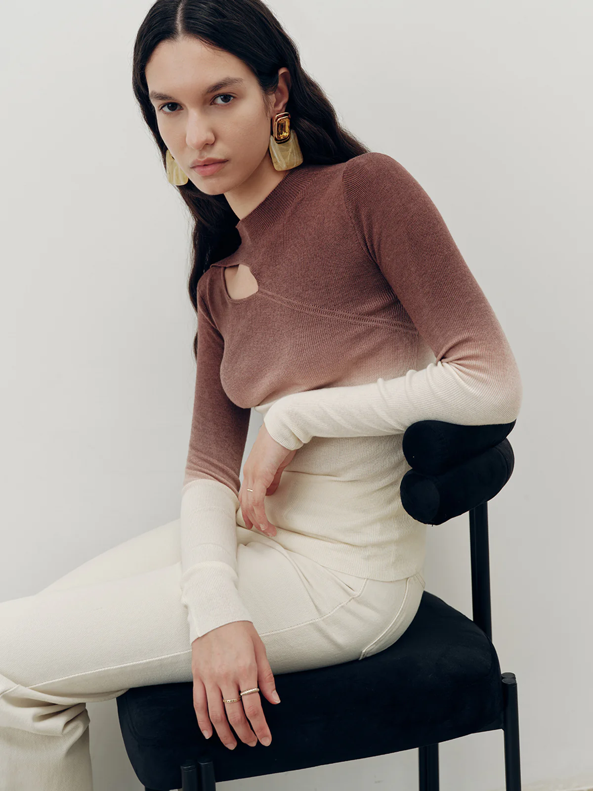 Ombre Cut-Out Knit Top - Wholesalesil