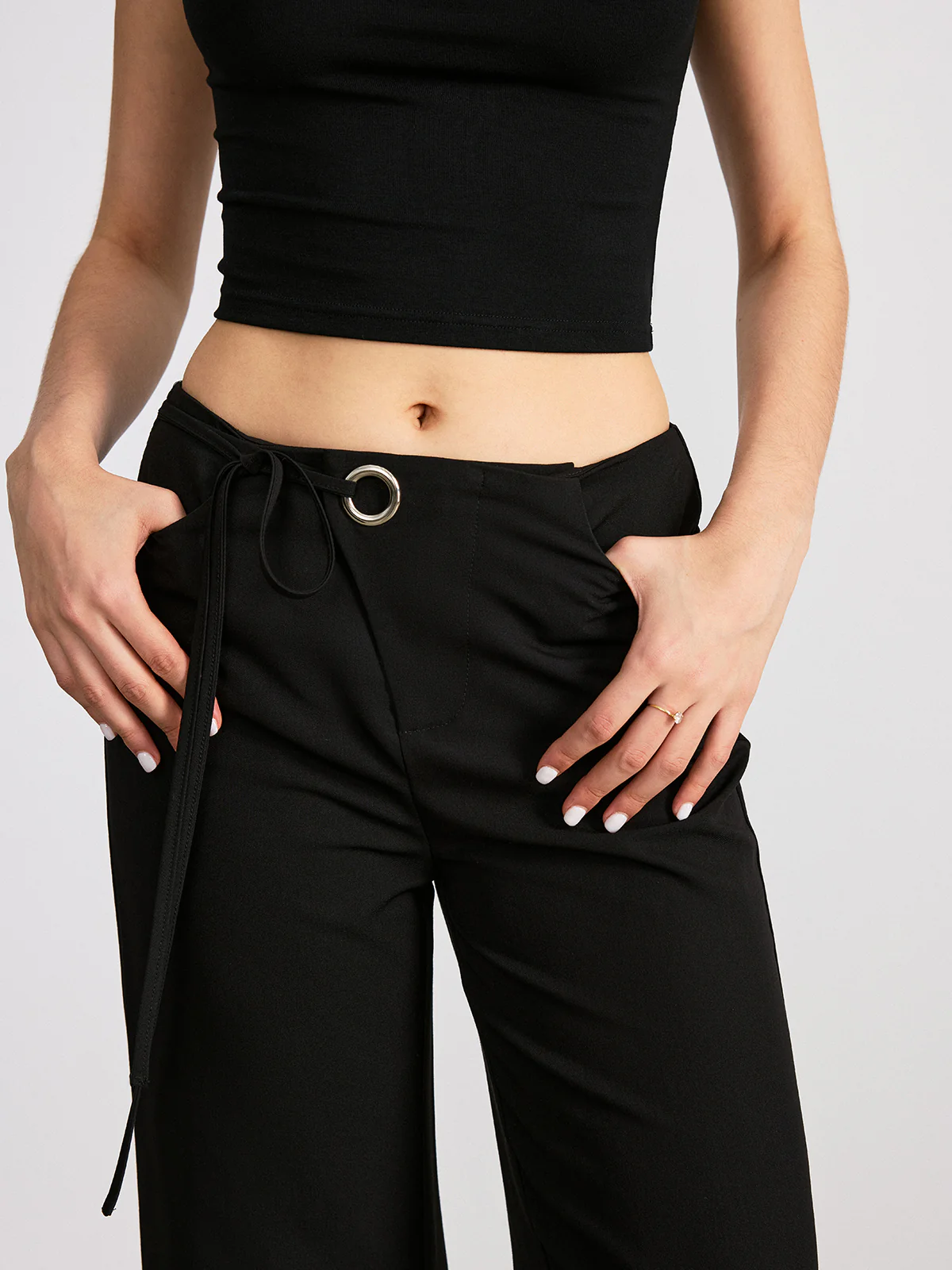 Mid-Waist Straight-Leg Pants - Wholesalesil