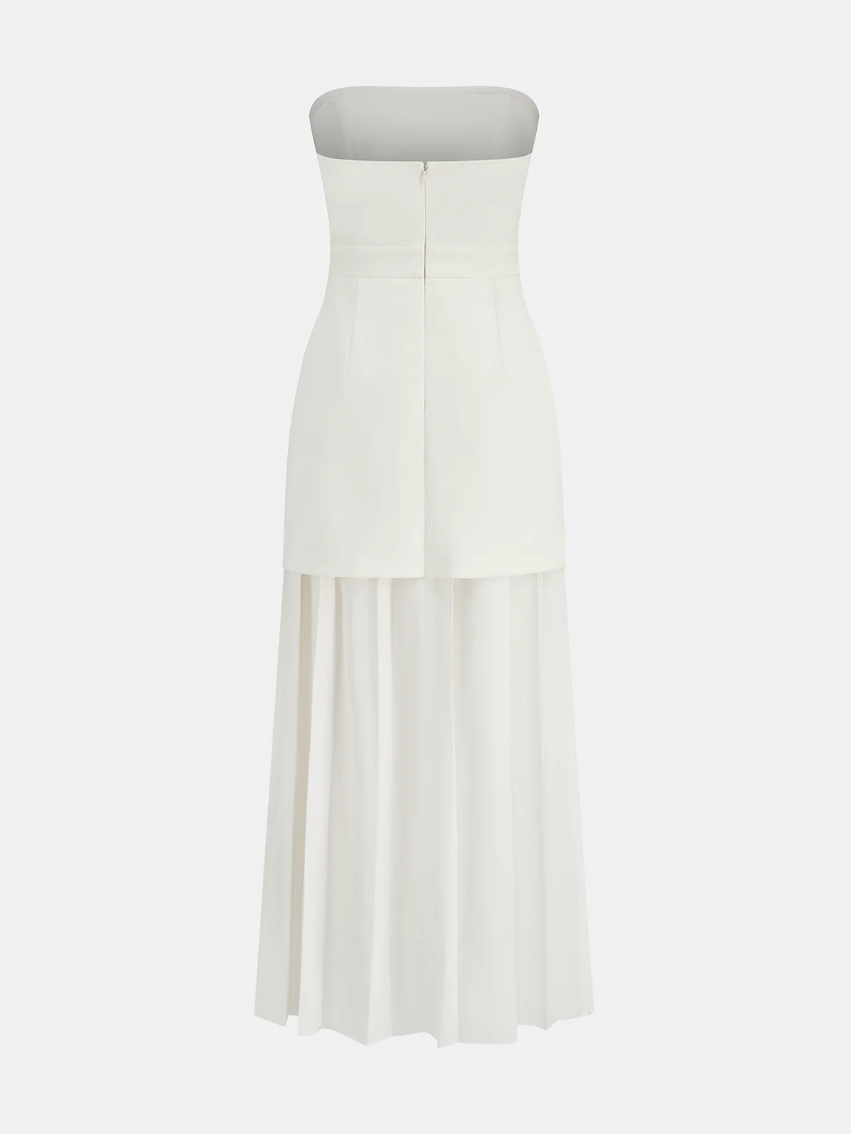 Pleated Strapless Maxi Dress with Detachable Strap - Wholesalesil