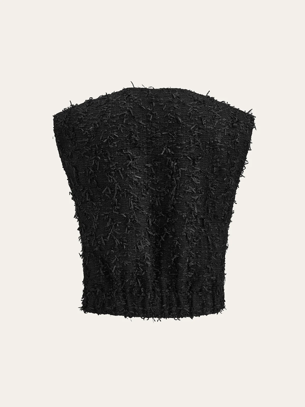 Fringed Tweed Button Sleeveless Vest - Wholesalesil