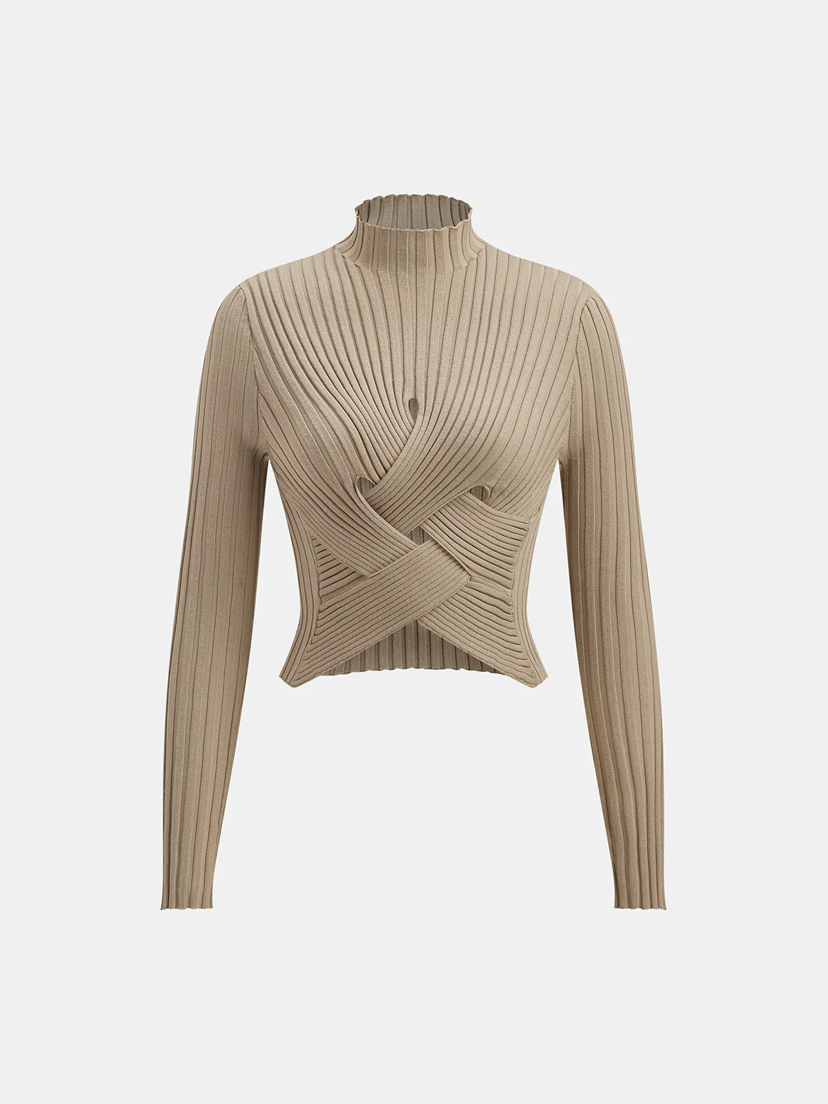 Mock Neck Cross-Over Crop Top and Midi Skirt Set - Wholesalesil