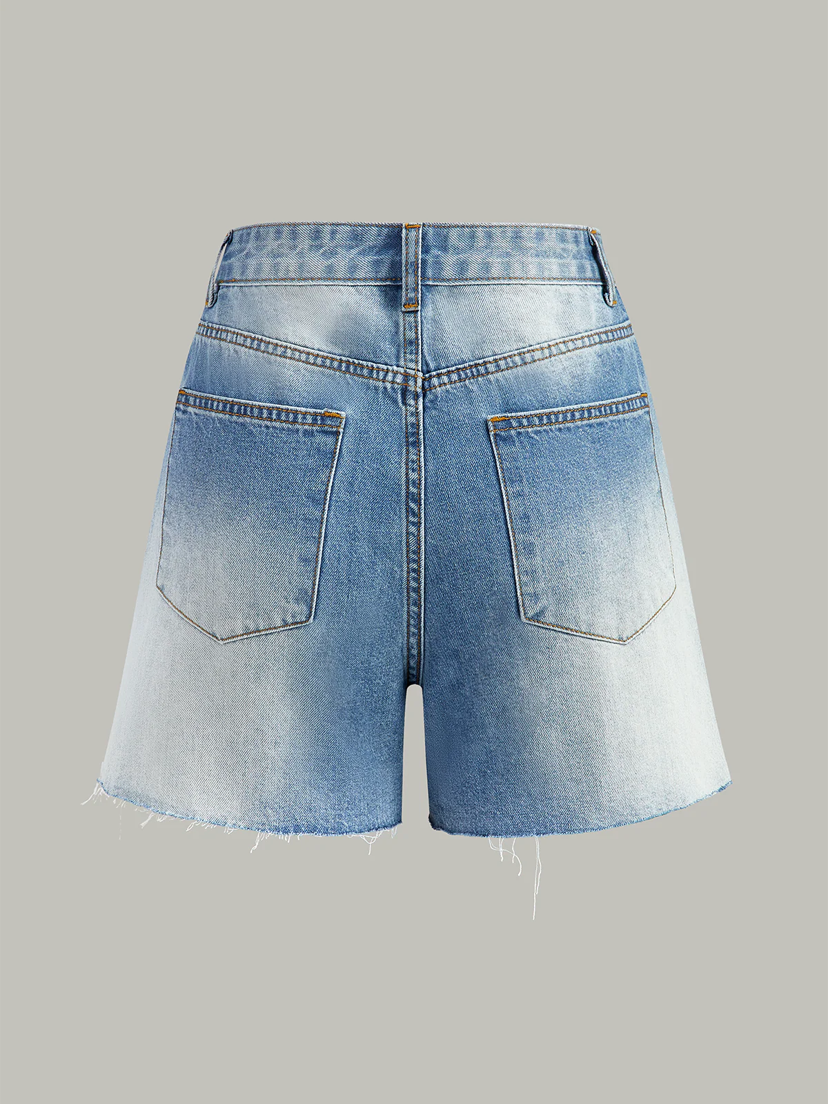 Asymmetric-Waist Distressed Denim Shorts - Wholesalesil