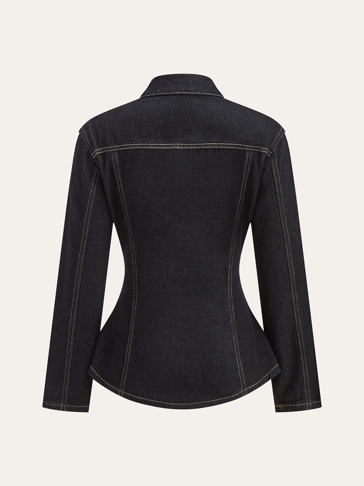 Metal Button Denim Fitted Jacket - Wholesalesil