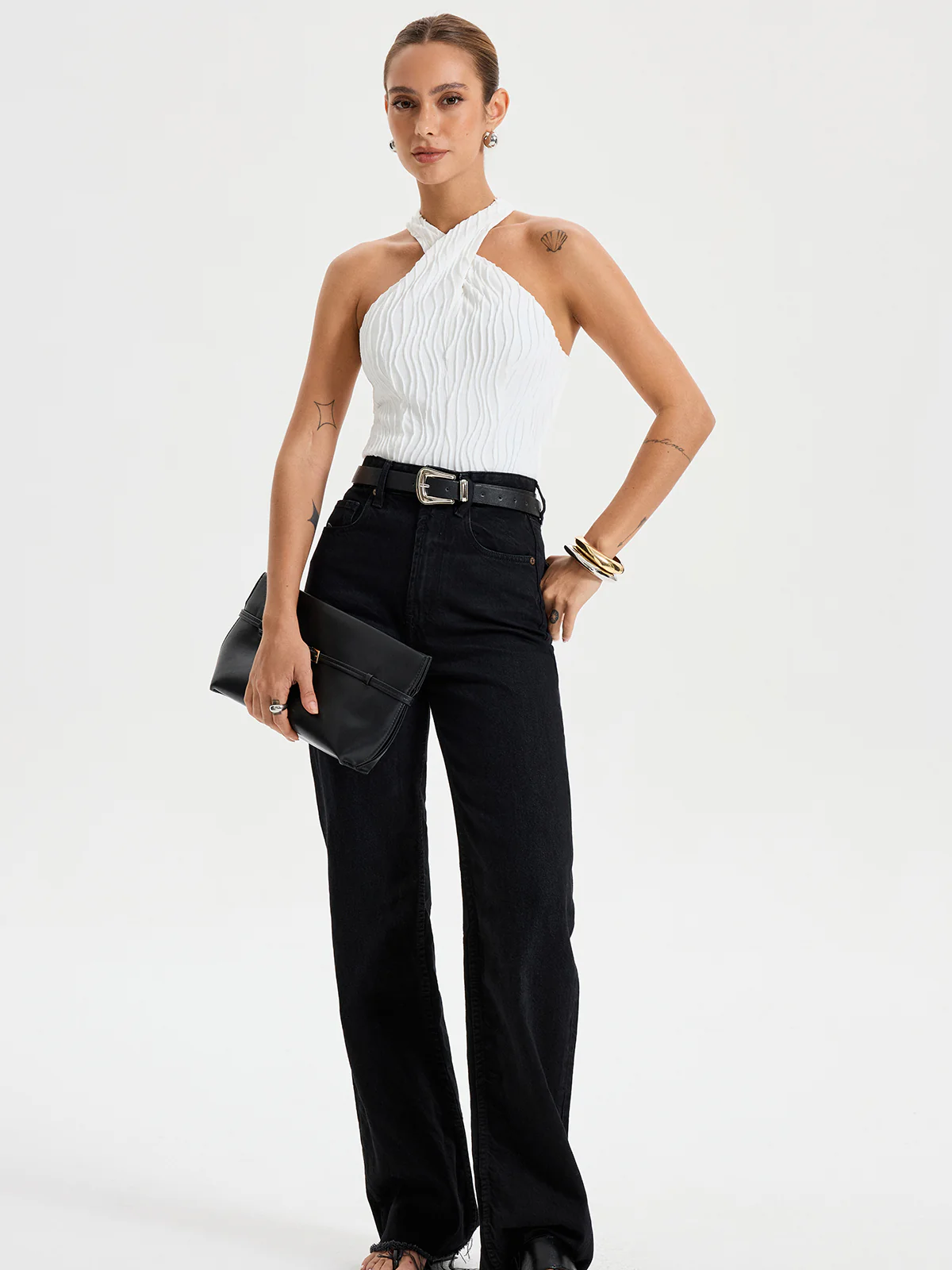 Textured Crisscross Halter Top - Wholesalesil