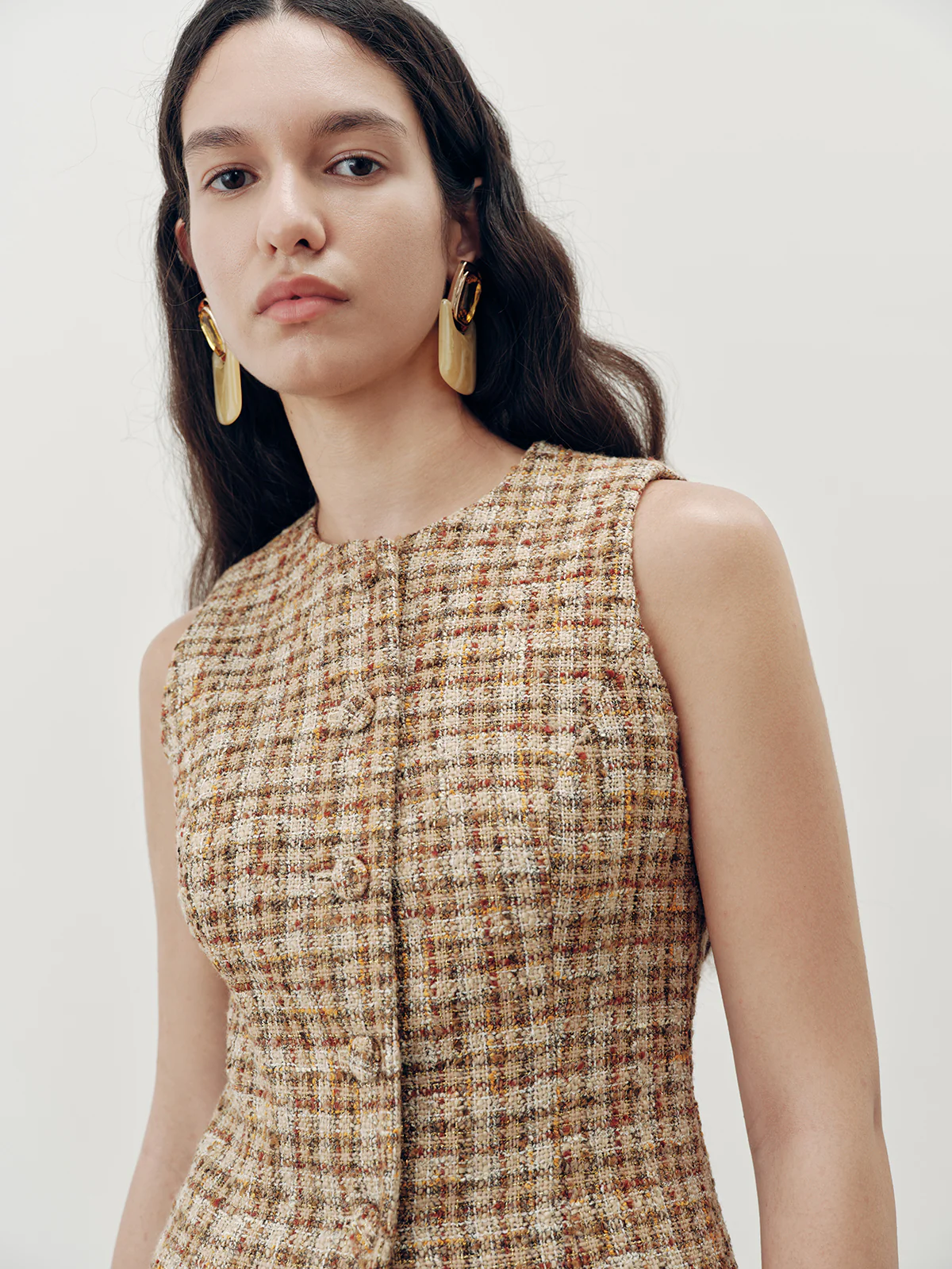 Tweed Sleeveless Vest - Wholesalesil