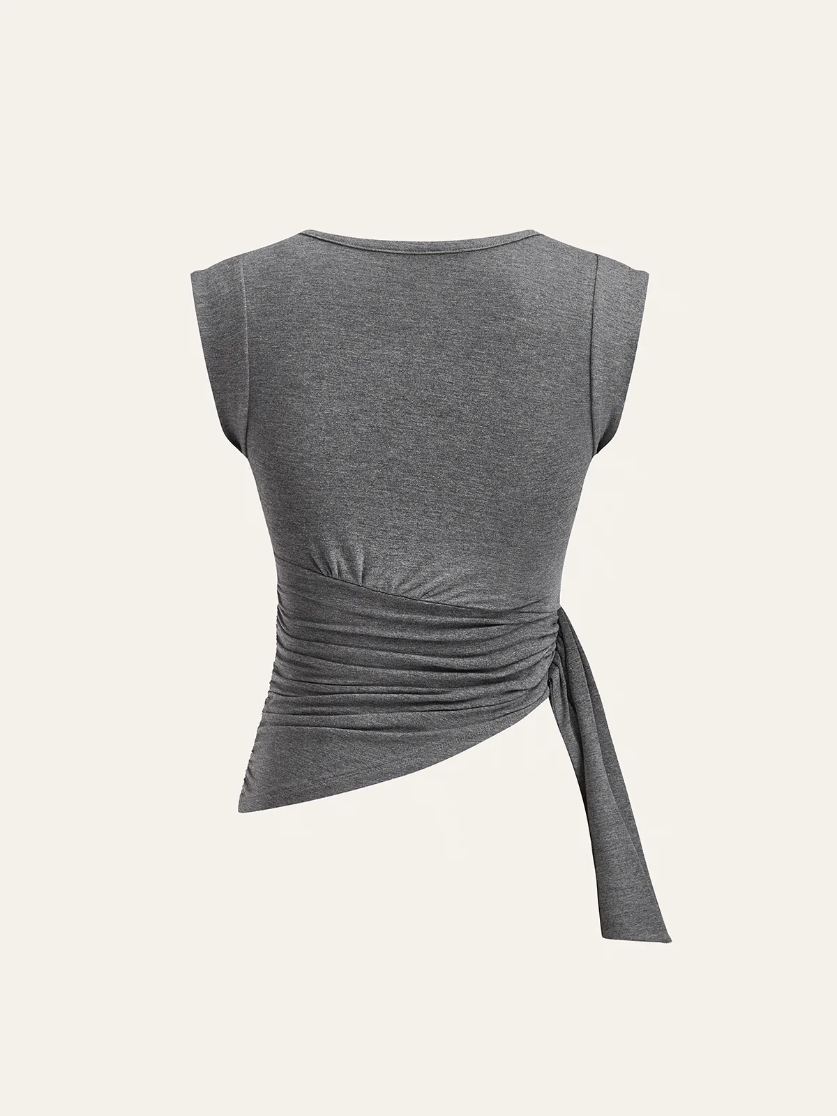 Ruched Asymmetric Hem Sleeveless Top - Wholesalesil