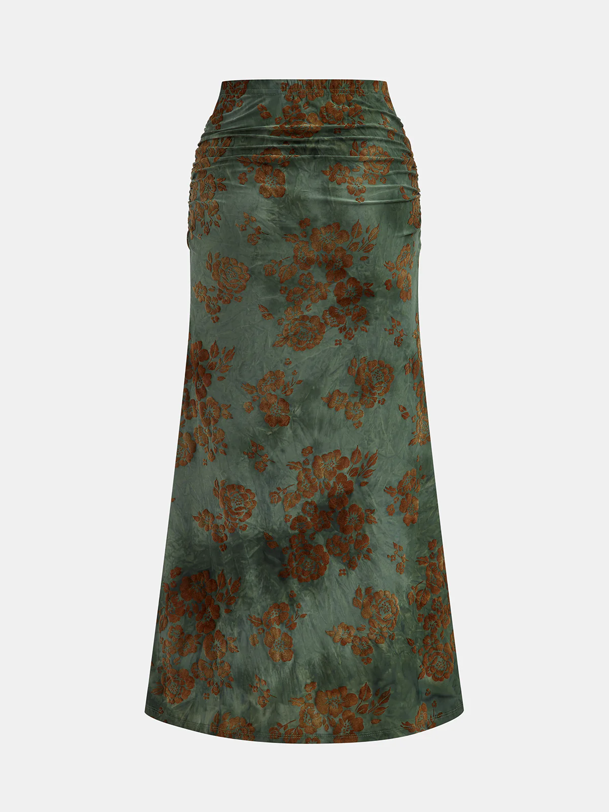 Floral Jacquard Ruched Maxi Skirt - Wholesalesil