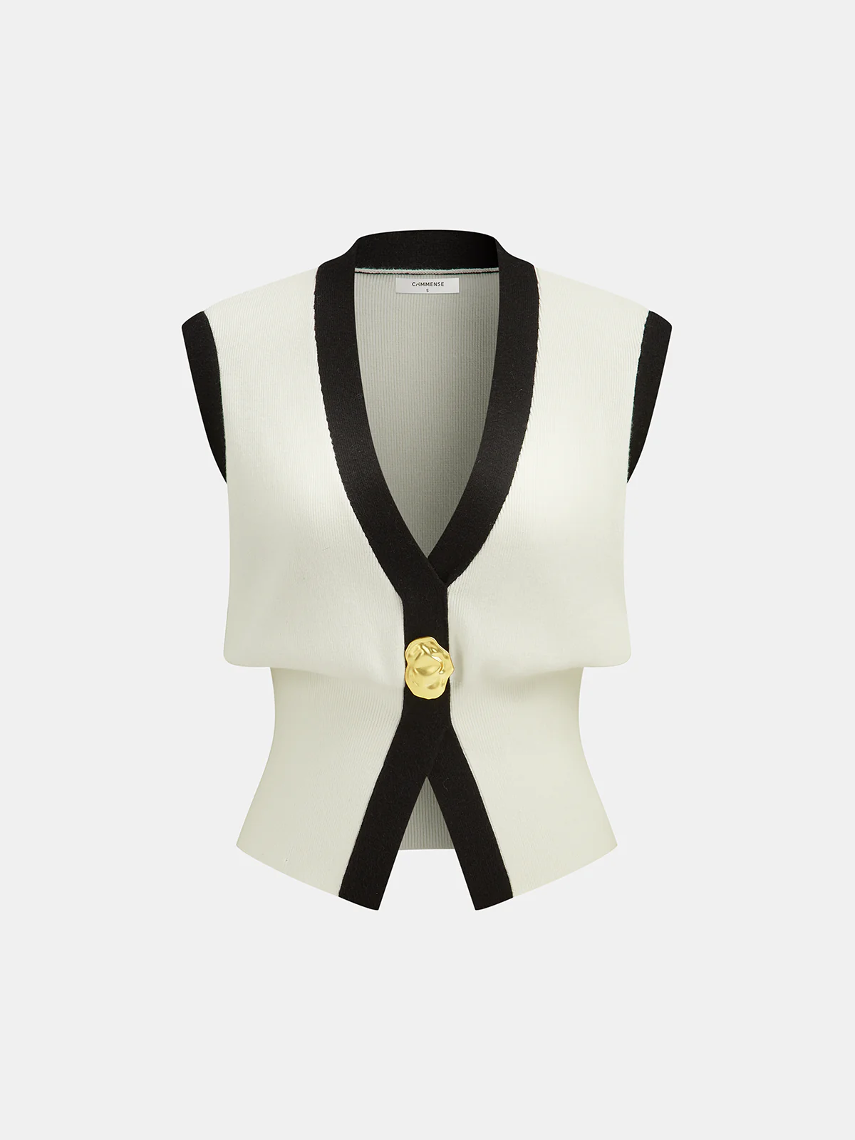 Contrast Trim Knit Vest and Midi Skirt Set - Wholesalesil