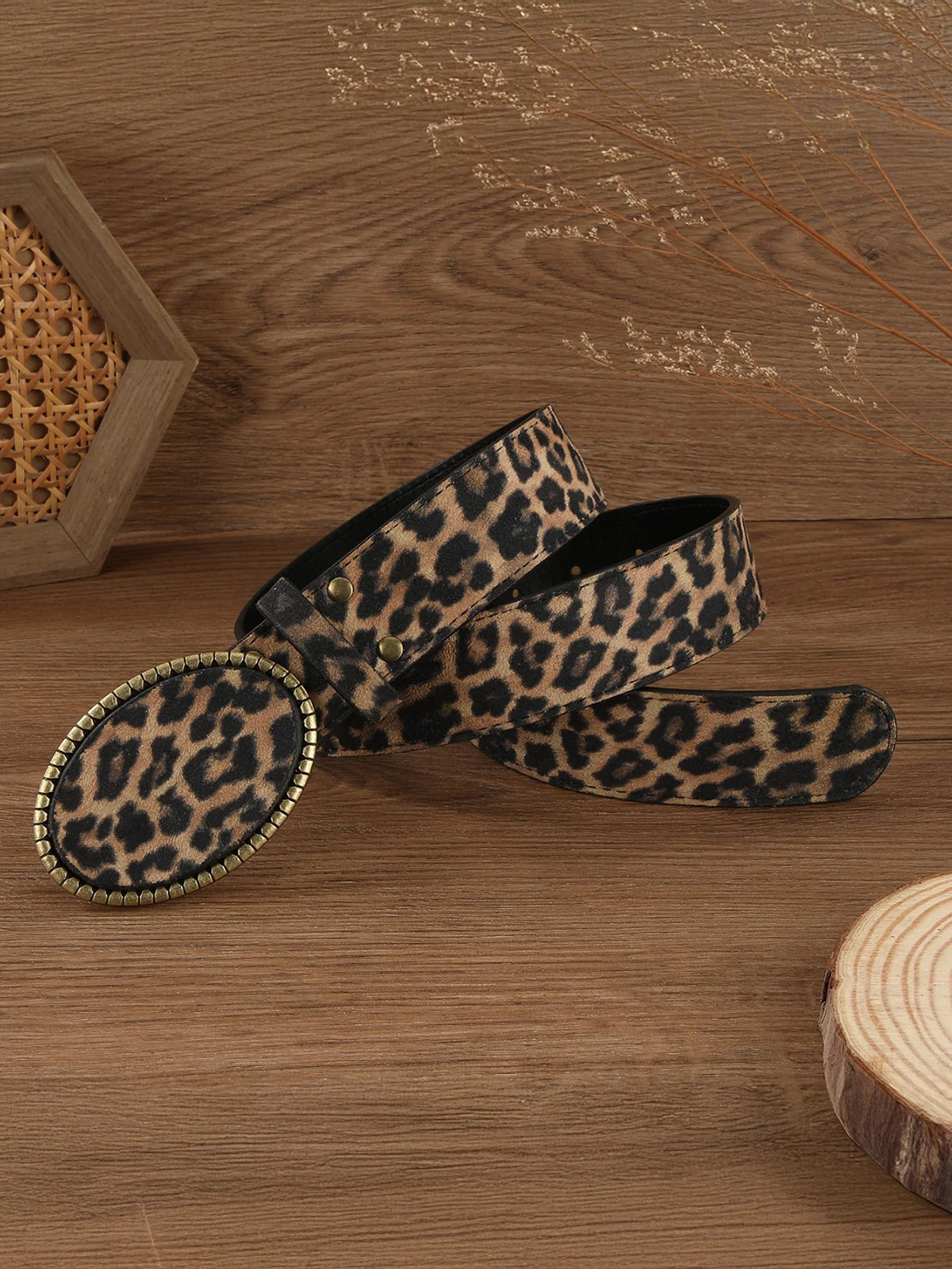 Leopard Print PU Leather Belt - Wholesalesil