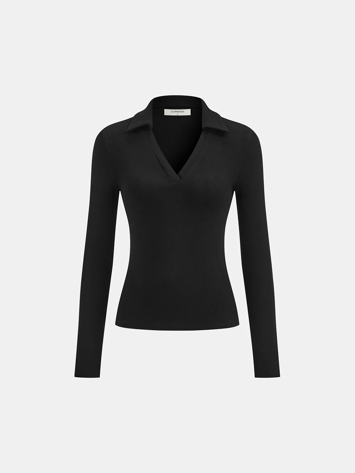 Polo V-Neck Ribbed Cotton Blend T-Shirt - Wholesalesil