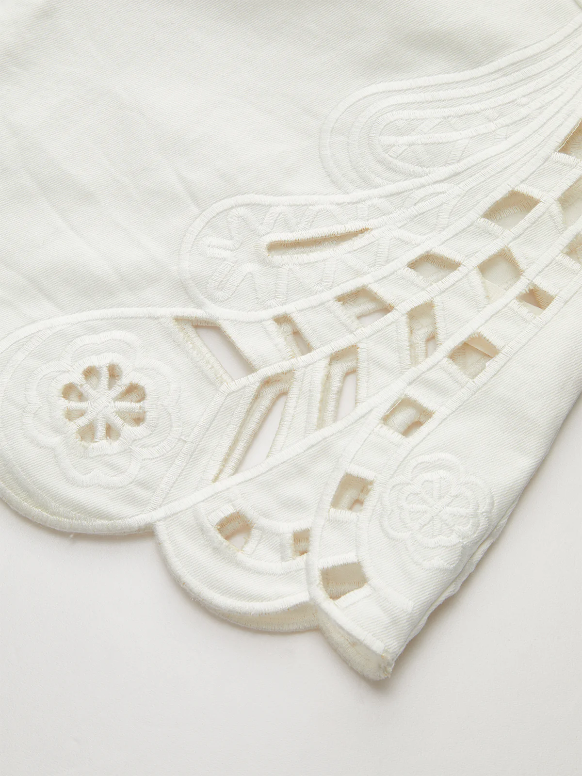 Embroidery Cut-Out Semi-Sheer Top - Wholesalesil