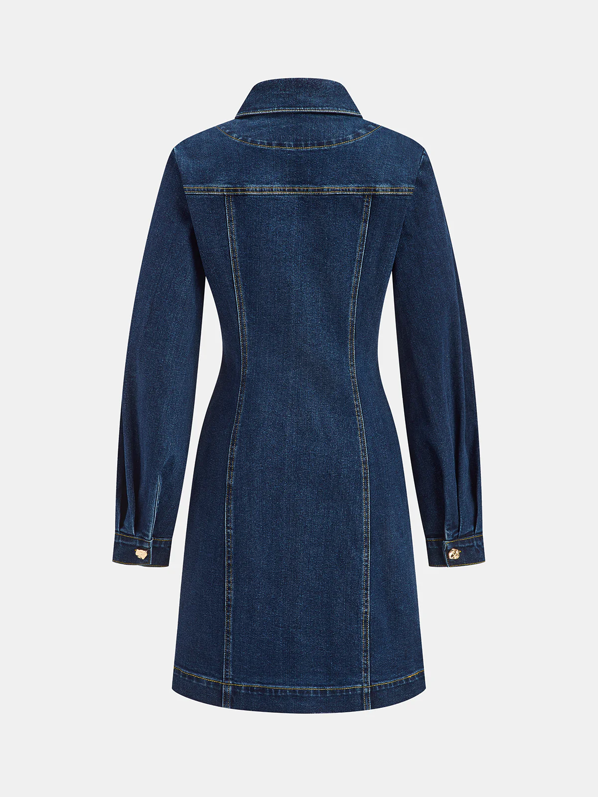 Metal Button-Front Denim Shirt Dress - Wholesalesil