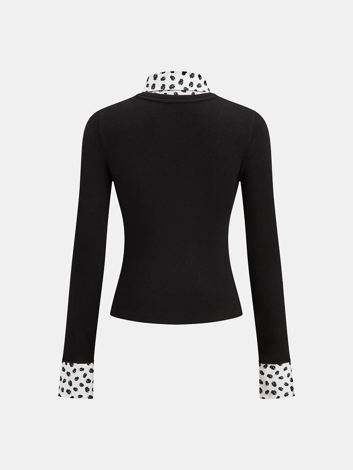 Detachable Printed Collar Knit Blouse - Wholesalesil