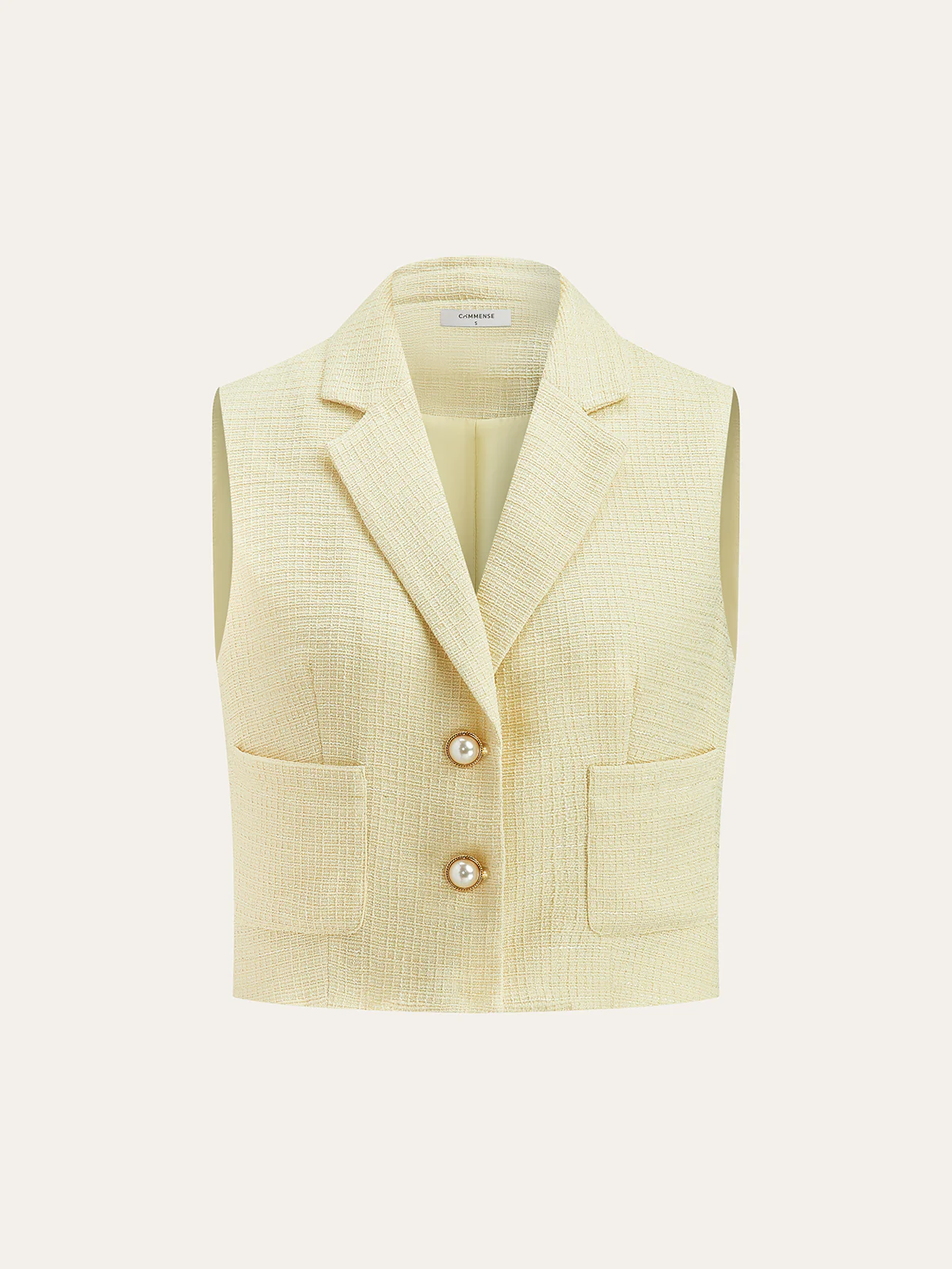 Pearl Button Tweed Vest and Shorts Set - Wholesalesil