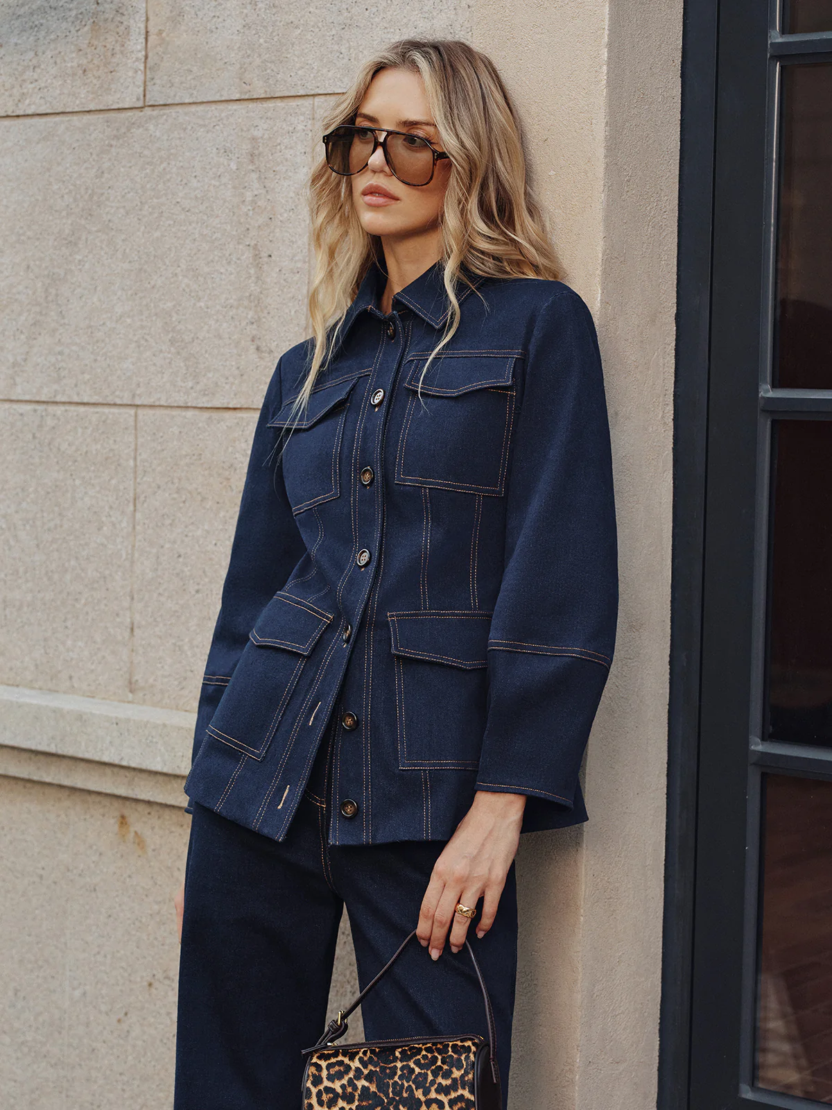 Contrast Stitch Denim Jacket - Wholesalesil