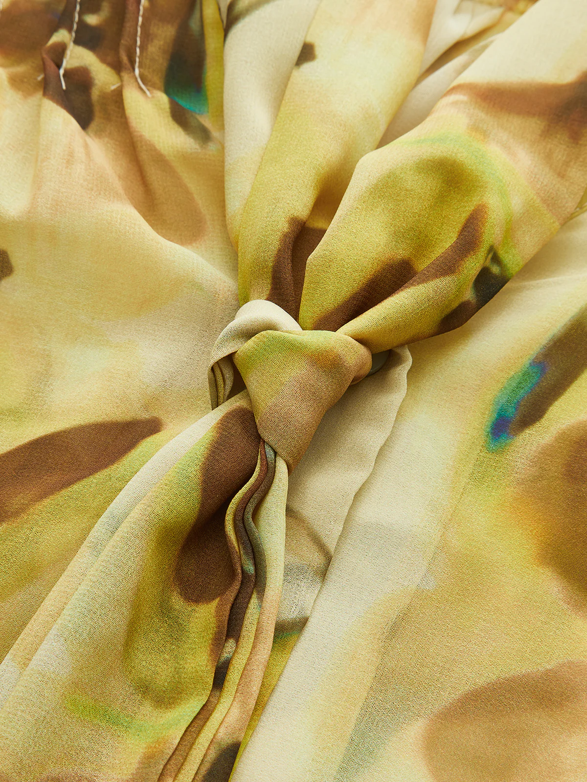 Semi-Sheer Pleated Floral Print Tie-Front Shirt - Wholesalesil