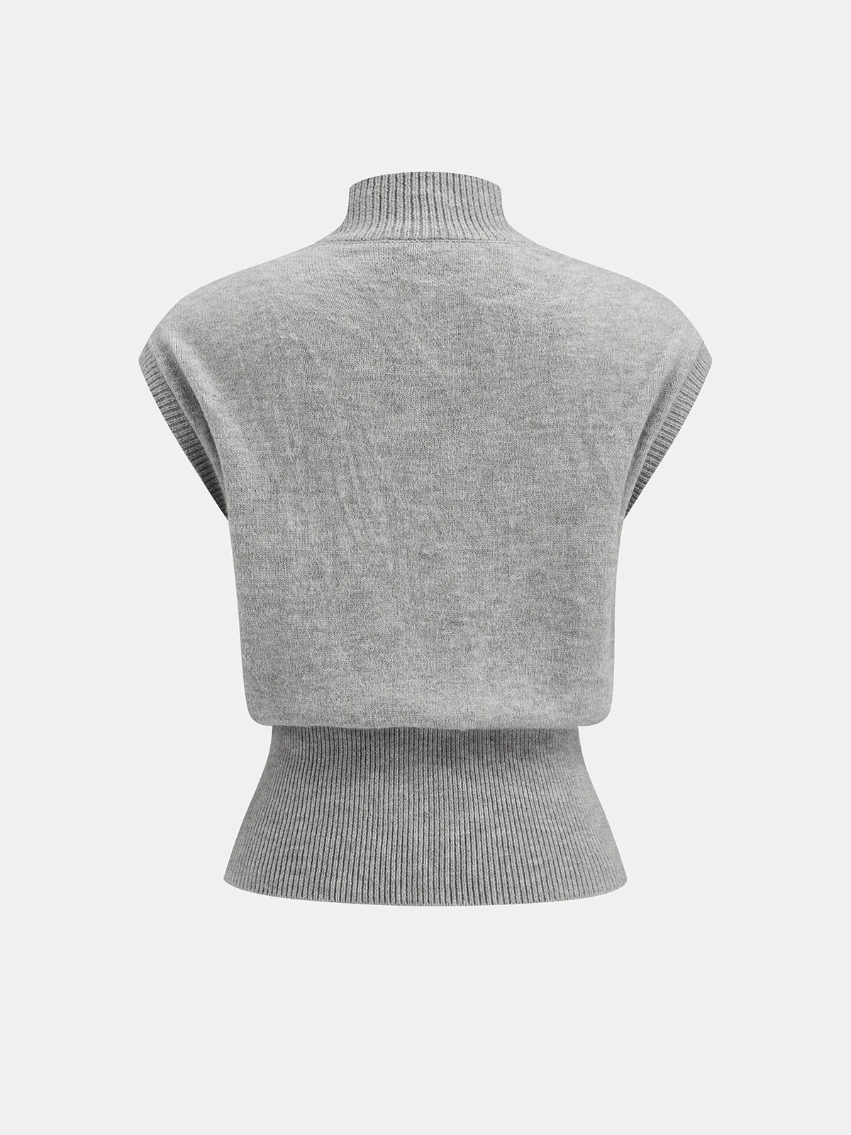 Zipper Mock Neck Sleeveless Knit Vest - Wholesalesil