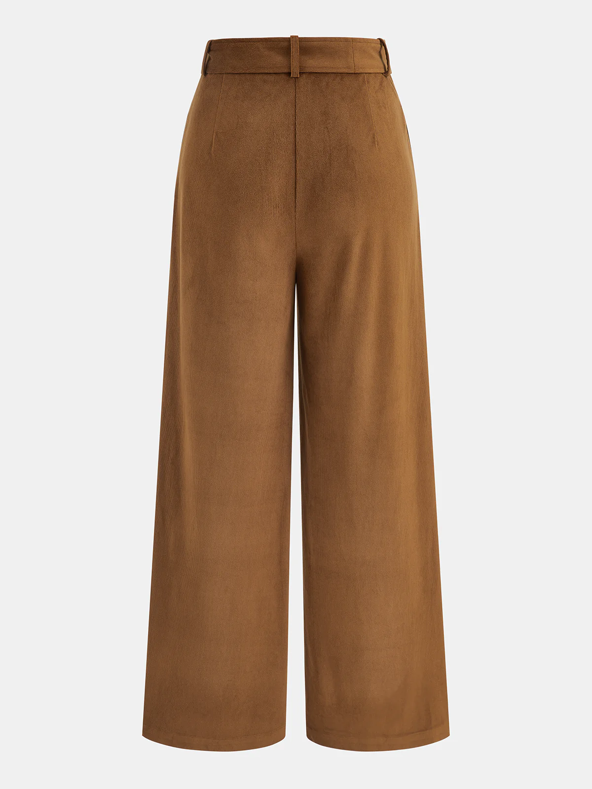 Belted Mid-Waist Corduroy Pleated Pants - Wholesalesil