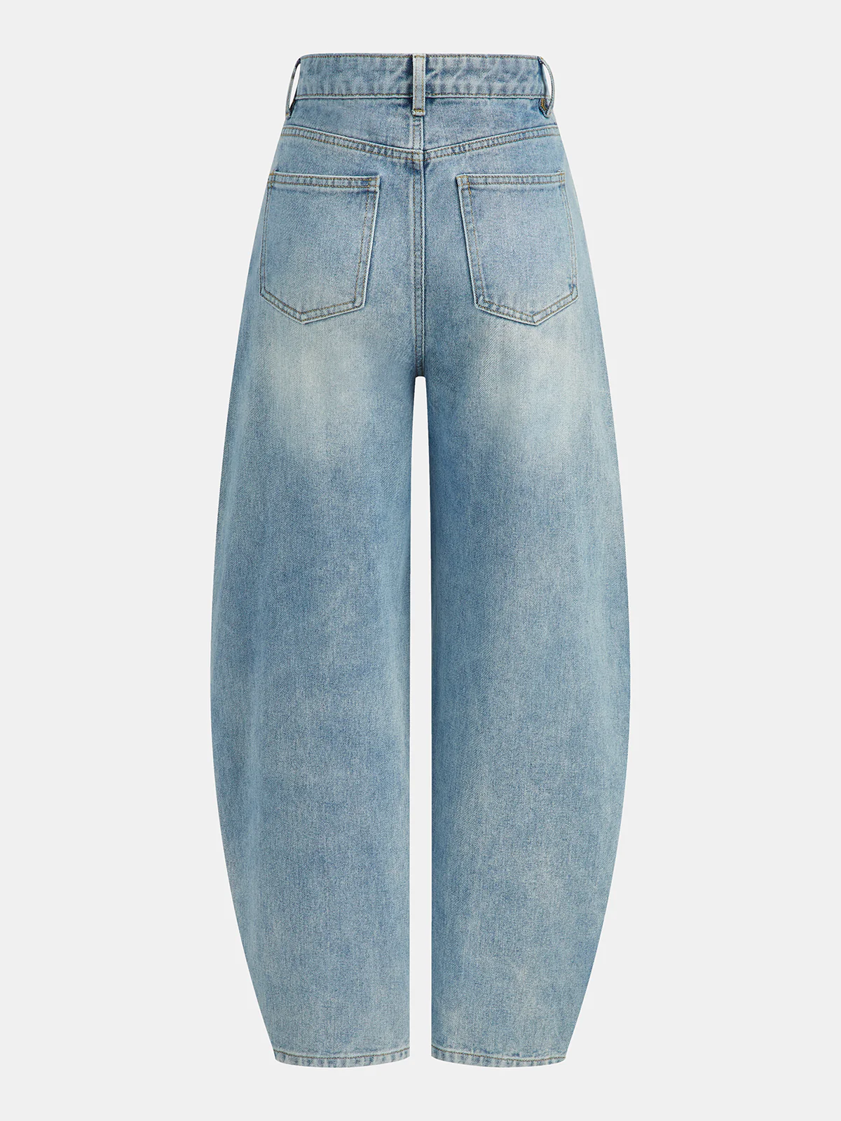 High-Waist Denim Asymmetric Curved-Leg Jeans - Wholesalesil