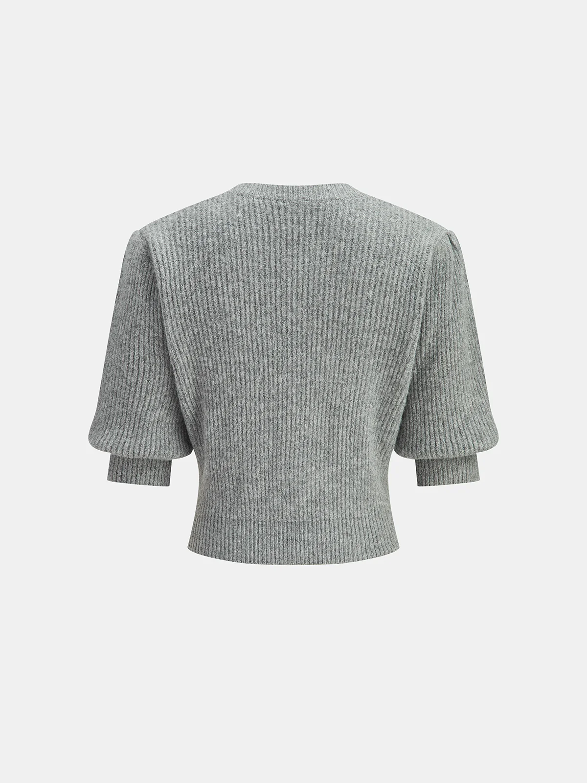 Wool Blend Short Sleeve Bow Knit Top - Wholesalesil