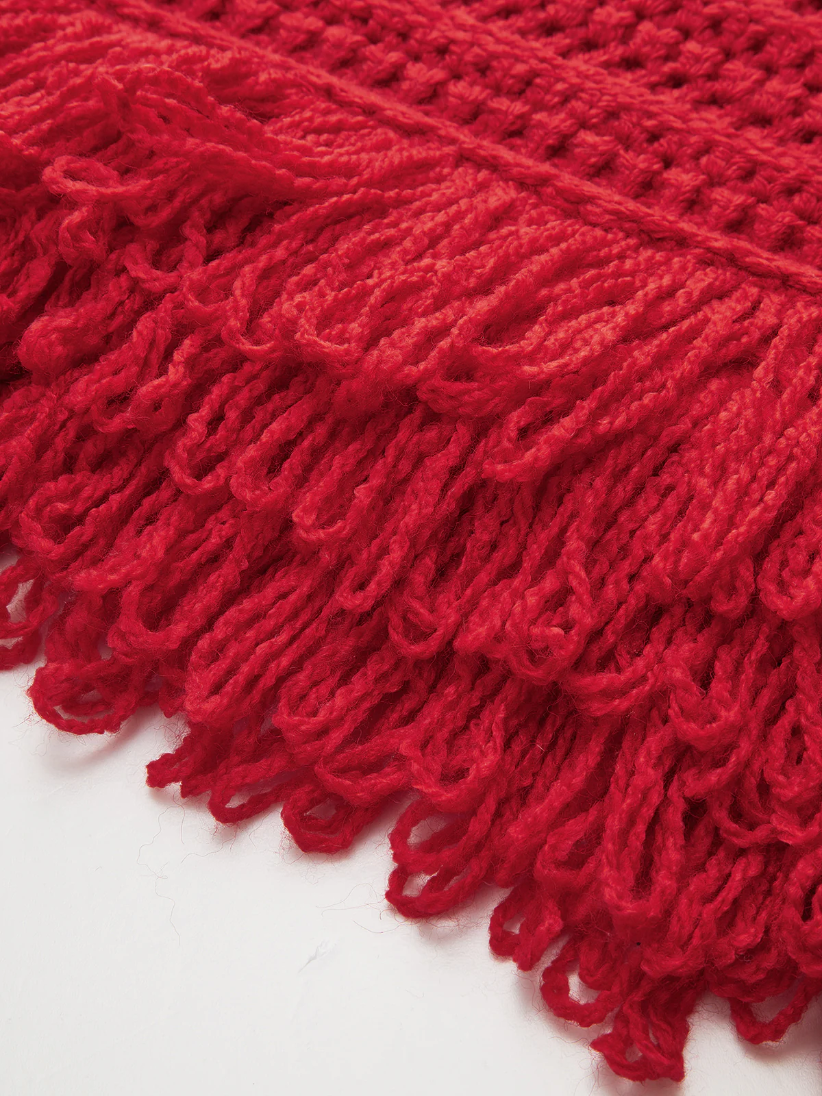 Fringe Hem Crochet Knit Sweater - Wholesalesil