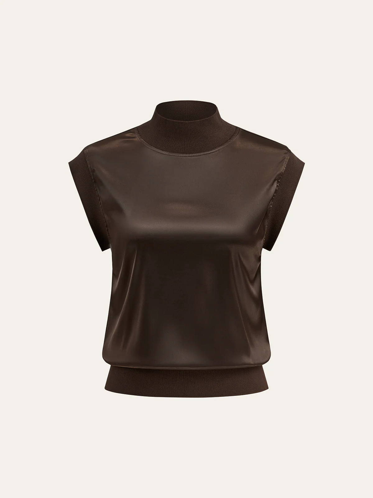 Mock Neck Cap Sleeve Top - Wholesalesil