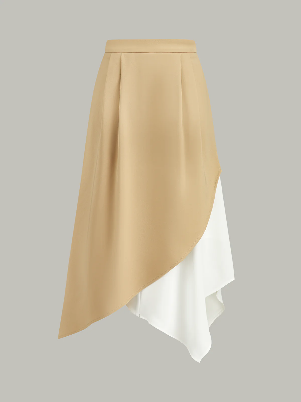 Two-Tone Asymmetric Midi Skirt - Wholesalesil