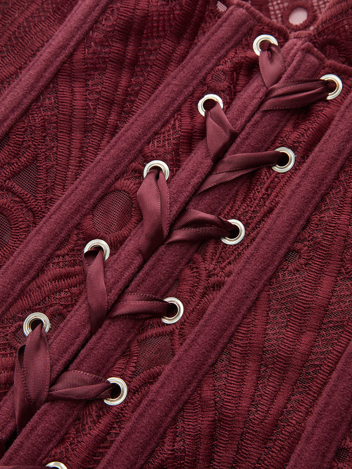 Lace Cut-Out Adjustable Back Tie Corset Top - Wholesalesil