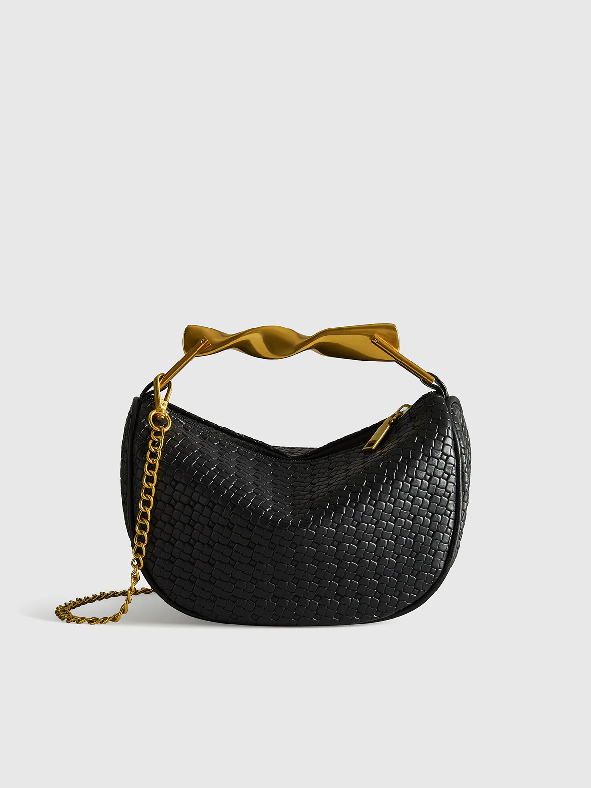 Textured PU Leather Bag with Chain Strap - Wholesalesil