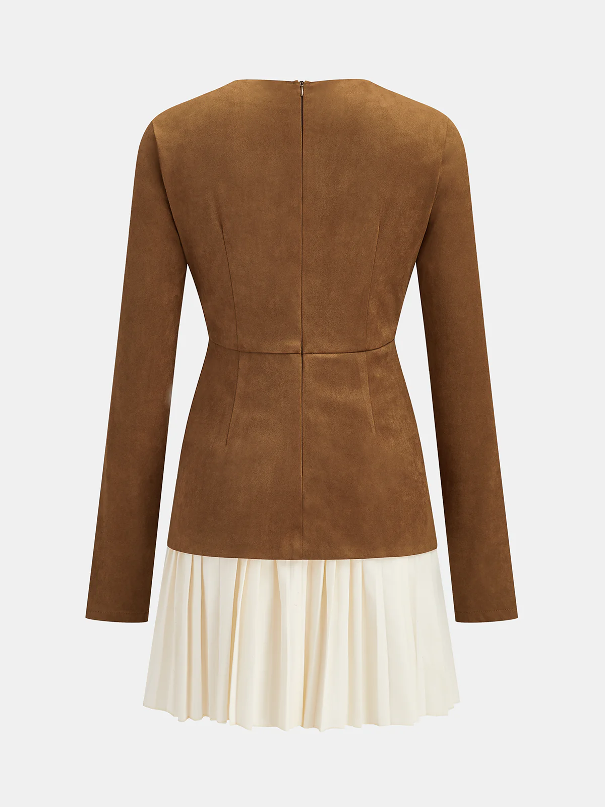 Pleated Hem Panel Suede Effect Mini Dress - Wholesalesil