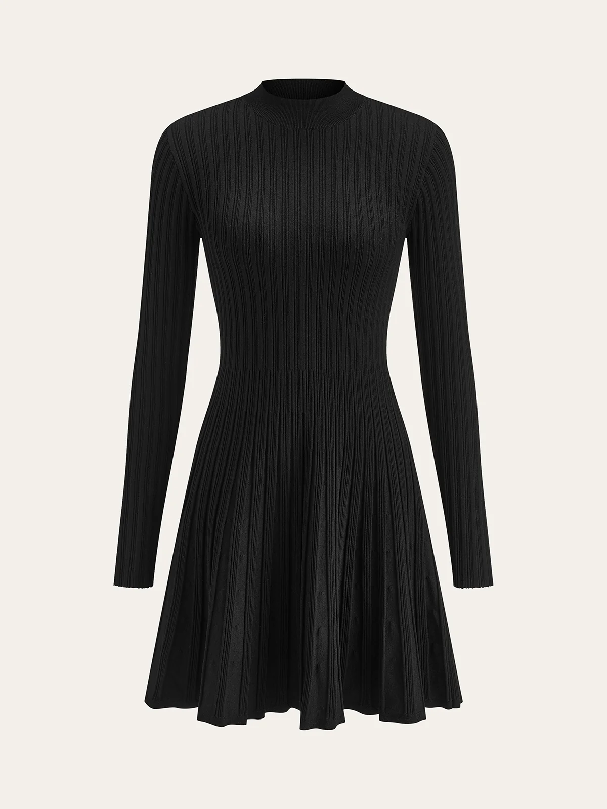 Mock Neck Flared Sweater Dress - Wholesalesil