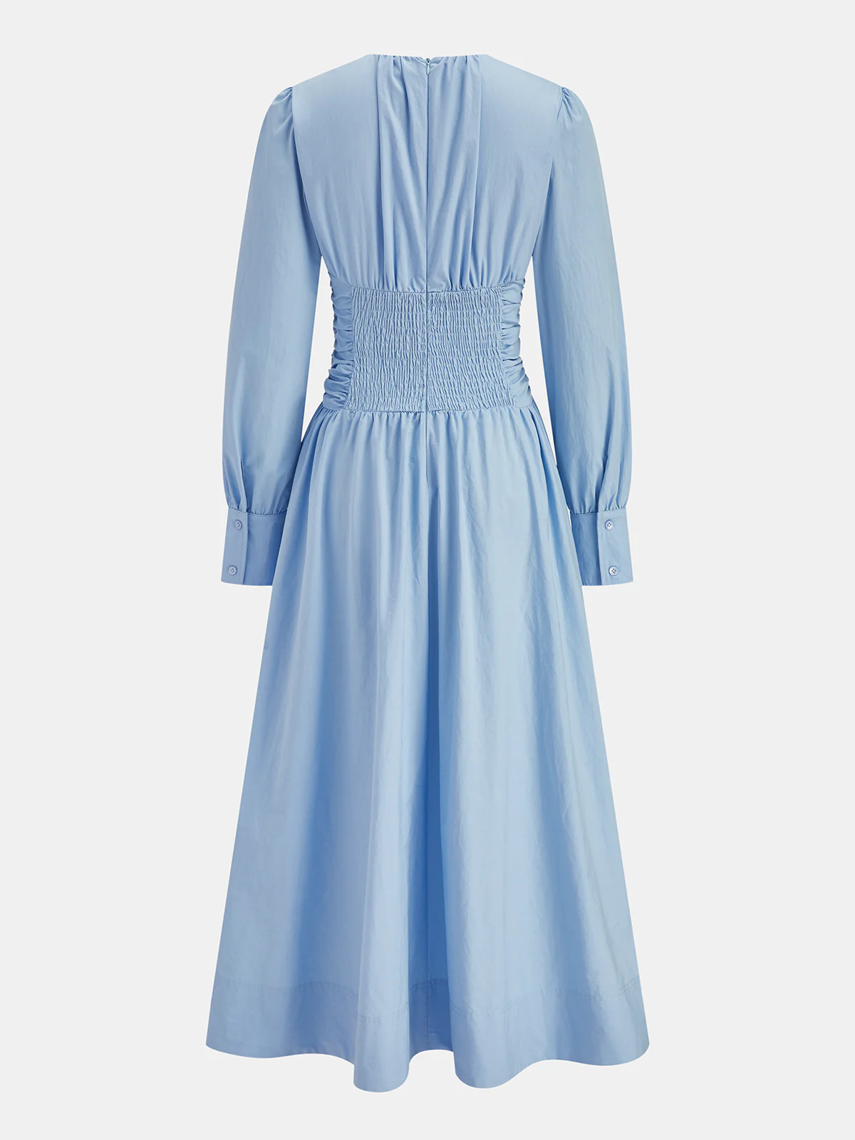 Knotted Gathered Long Sleeve Dress - Wholesalesil