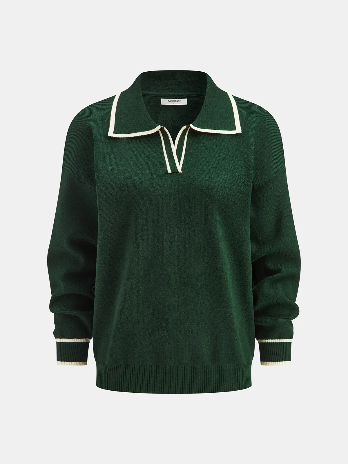 Knitted Contrast Trim Polo Top and Pants Set - Wholesalesil