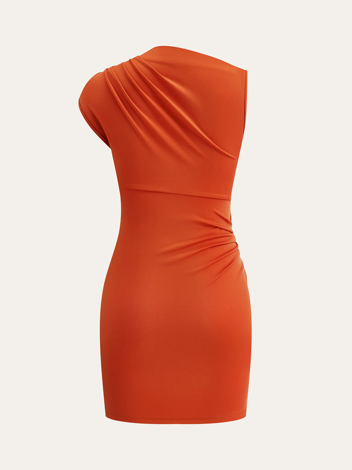 Metal Detail Asymmetric Ruched Mini Dress - Wholesalesil