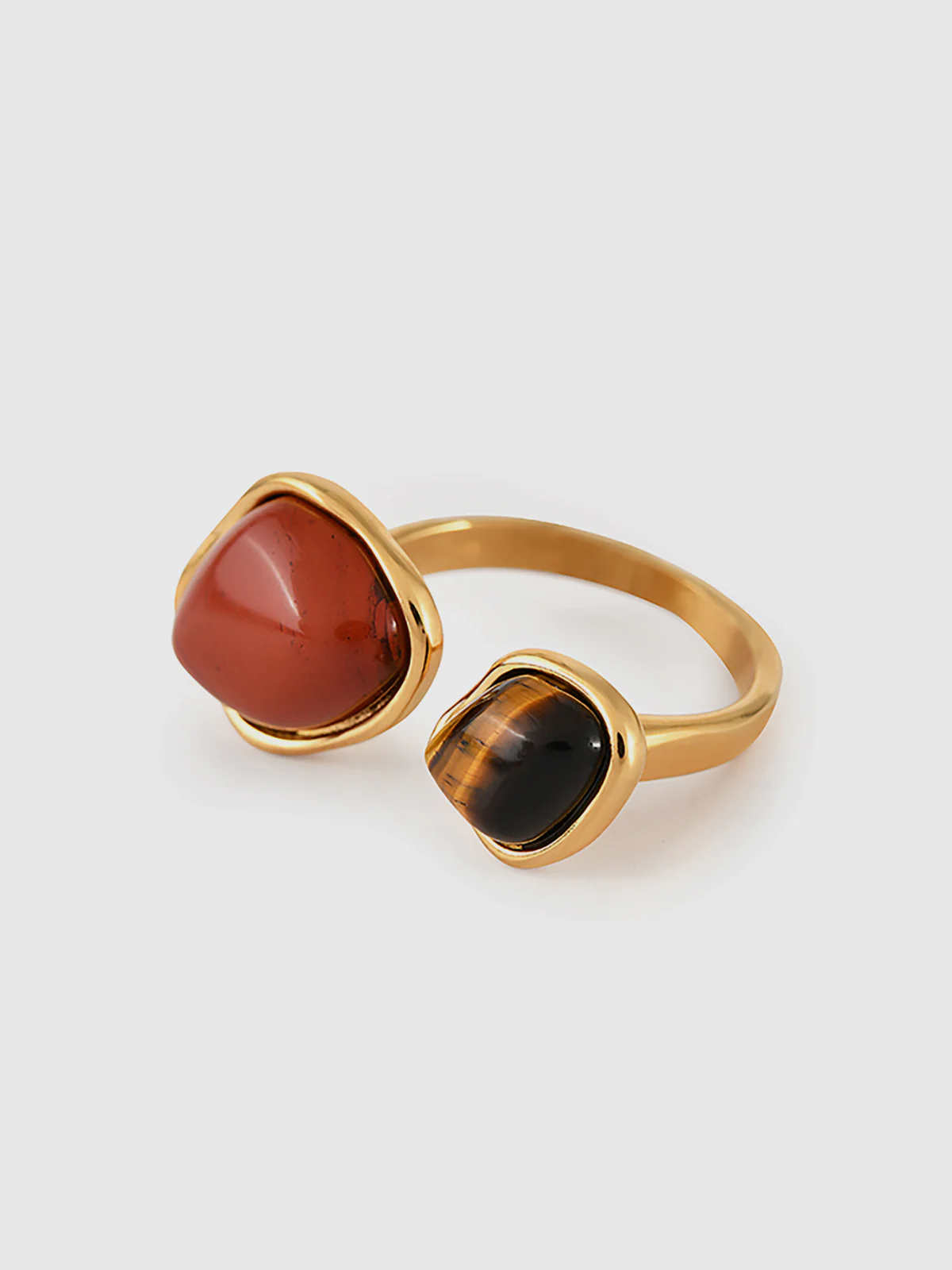 Red Jasper and Tiger Eye Open-Band Ring - Wholesalesil