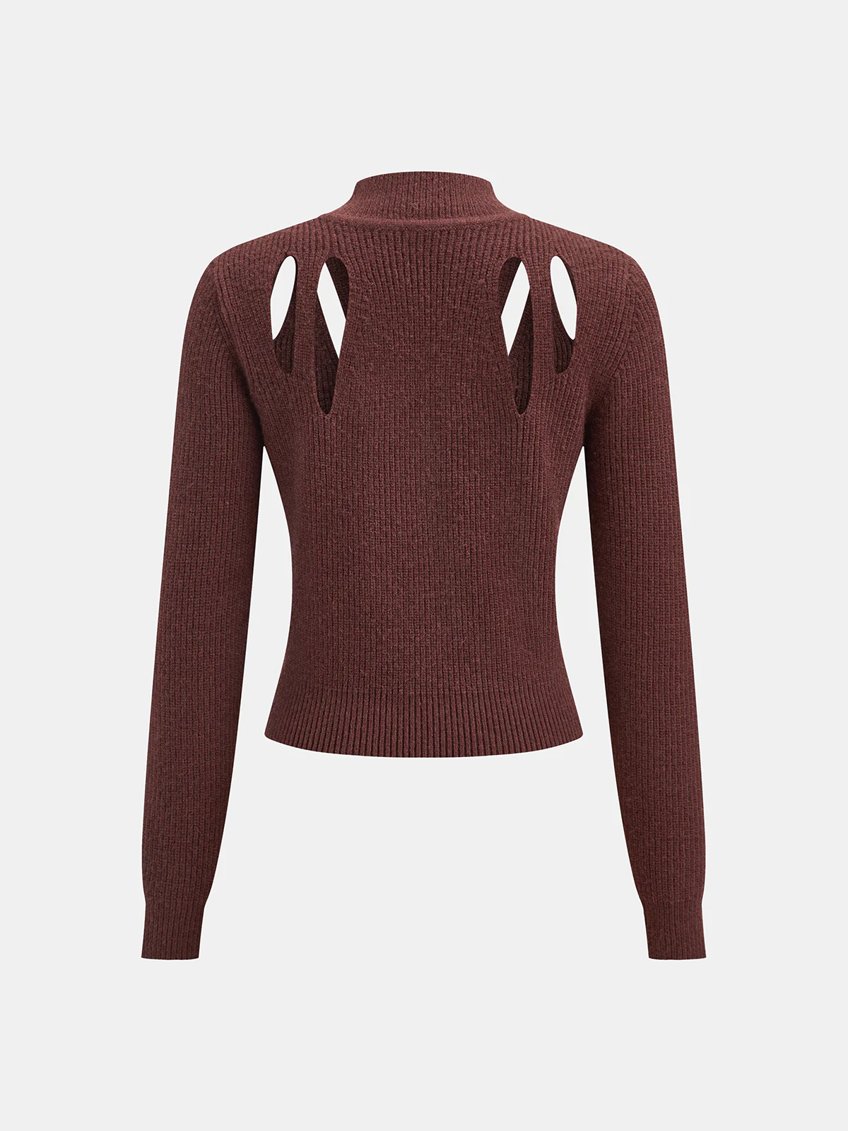 Cut-Out Mock Neck Knitted Sweater - Wholesalesil