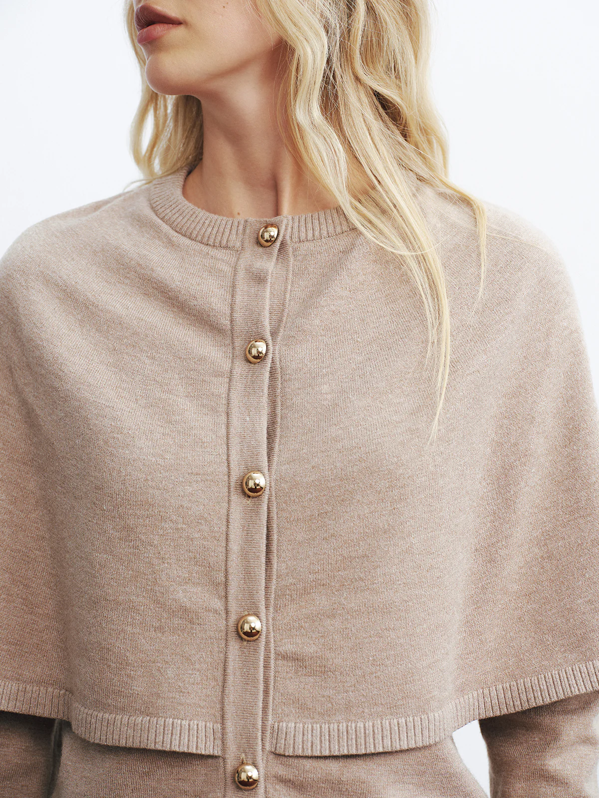 Layered Cape-Style Cardigan - Wholesalesil