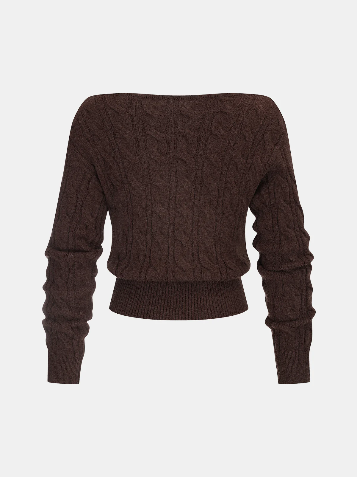 Cross-Front V-Neck Cable Knit Sweater - Wholesalesil