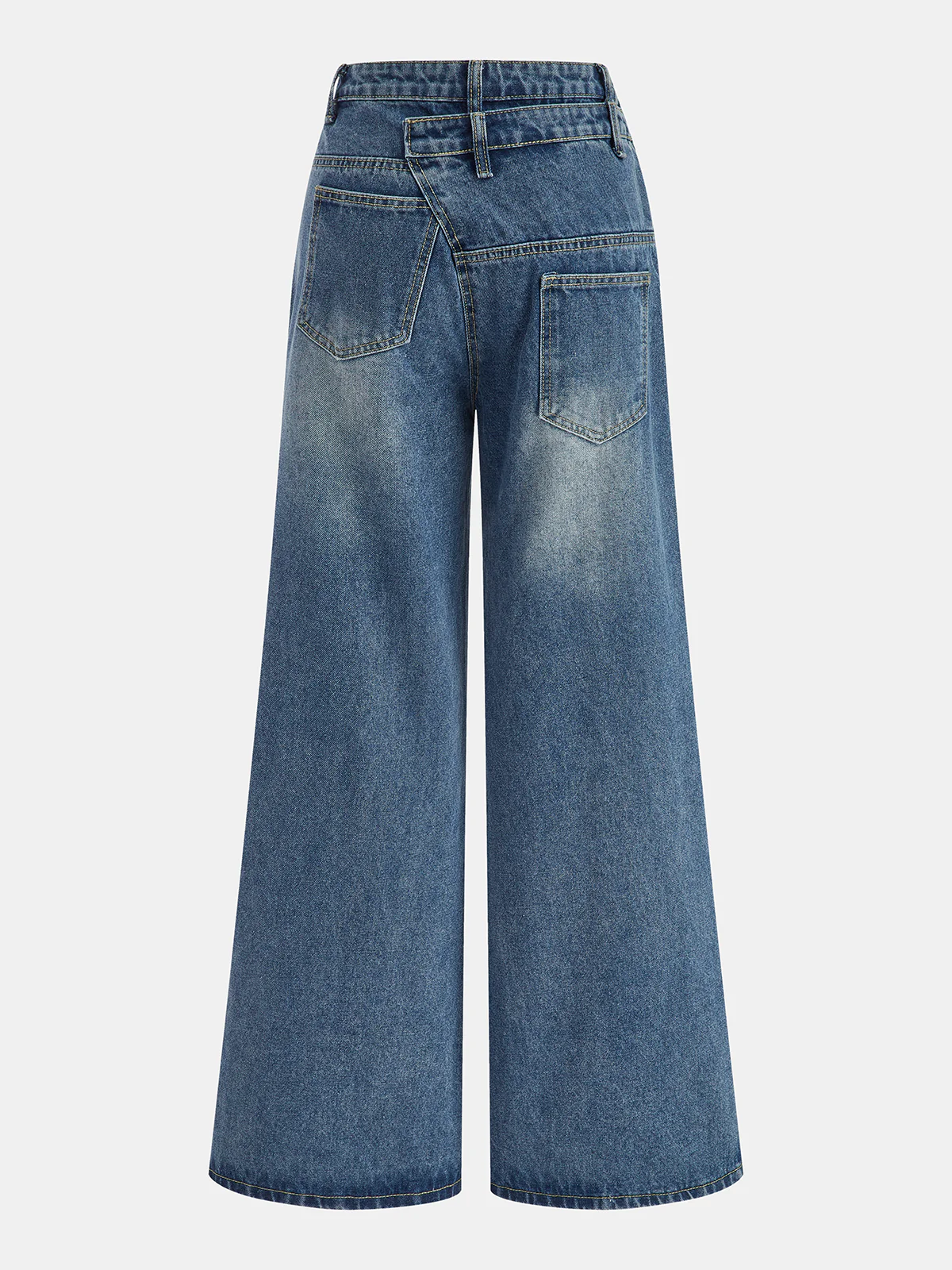 Denim Asymmetric Button Pants - Wholesalesil