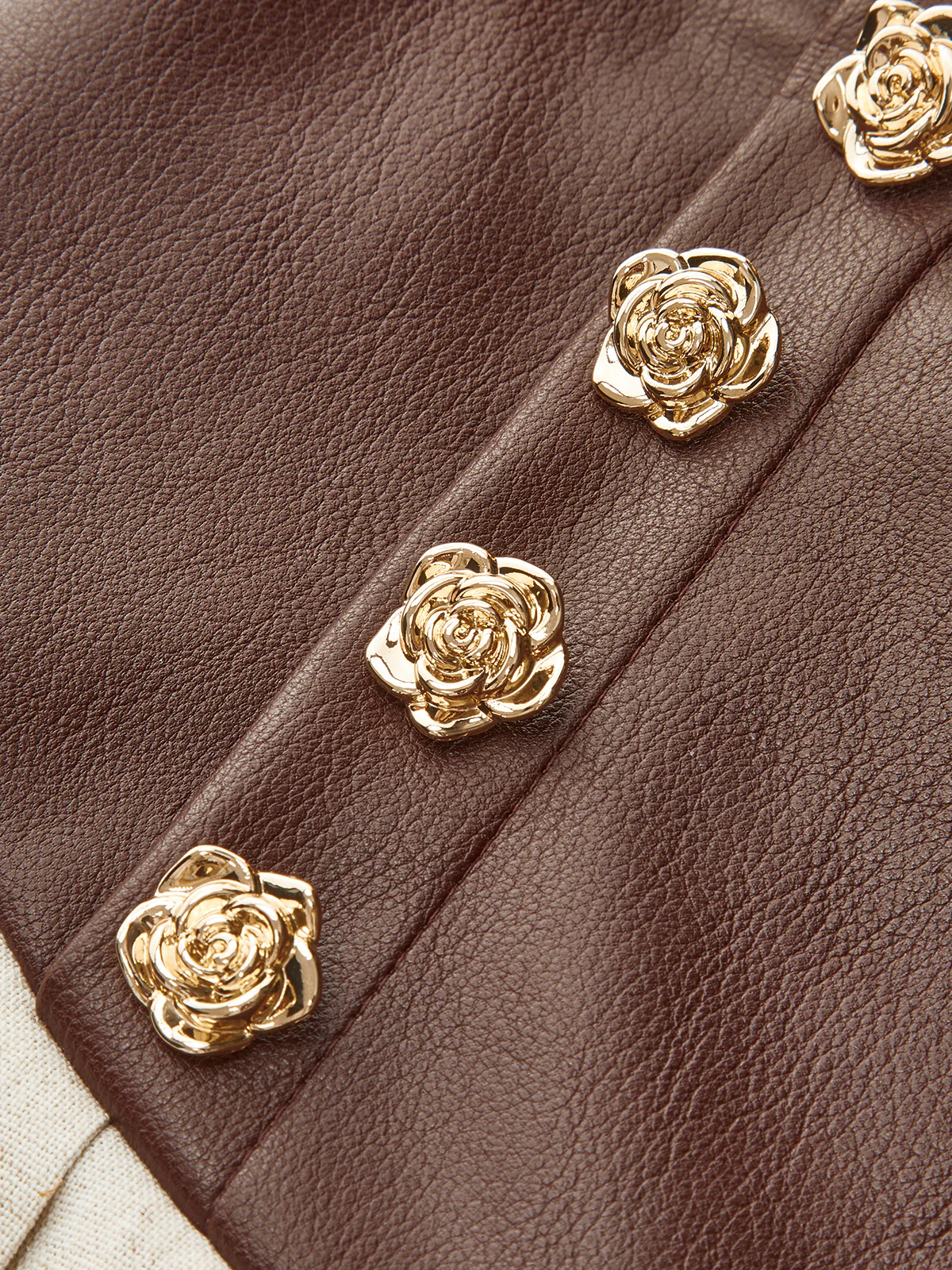 PU Panel Cotton & Linen Pleated Mini Skirt - Wholesalesil