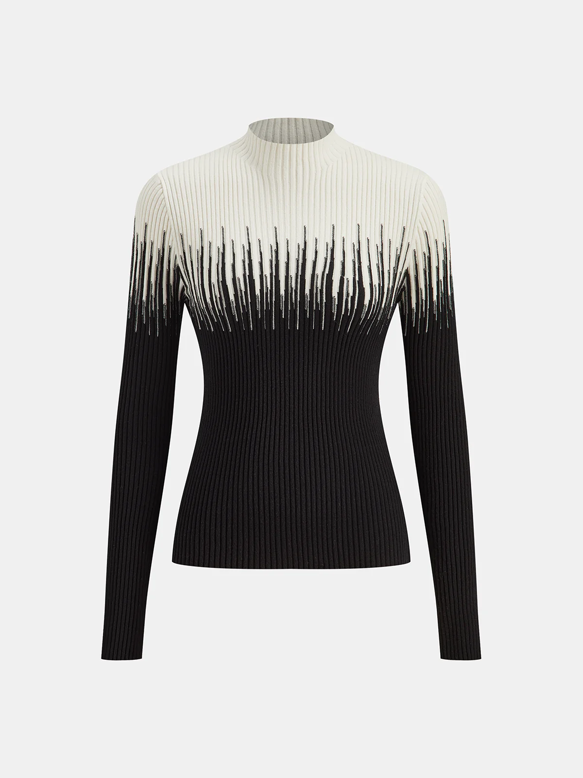 Geometric Pattern High Neck Sweater - Wholesalesil