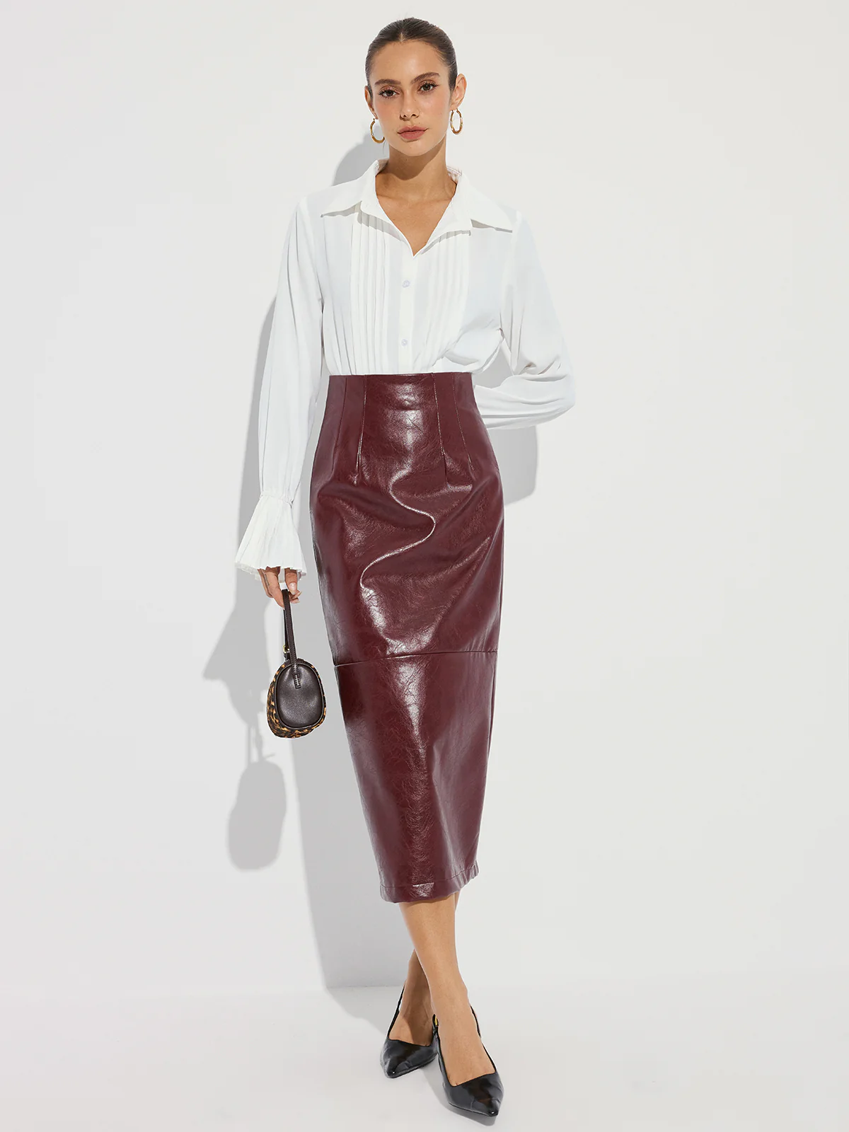 Faux Leather Pencil Skirt - Wholesalesil