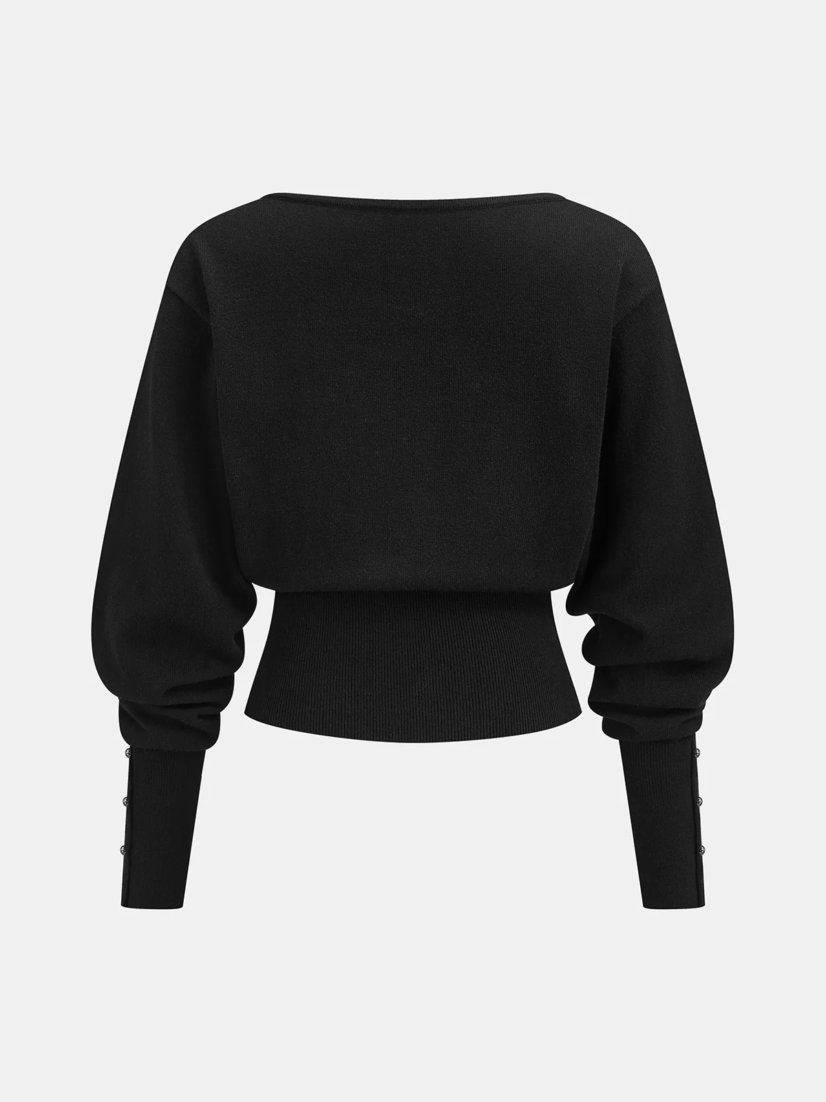 Wool Blend Buttoned Balloon Sleeve Cardigan - Wholesalesil