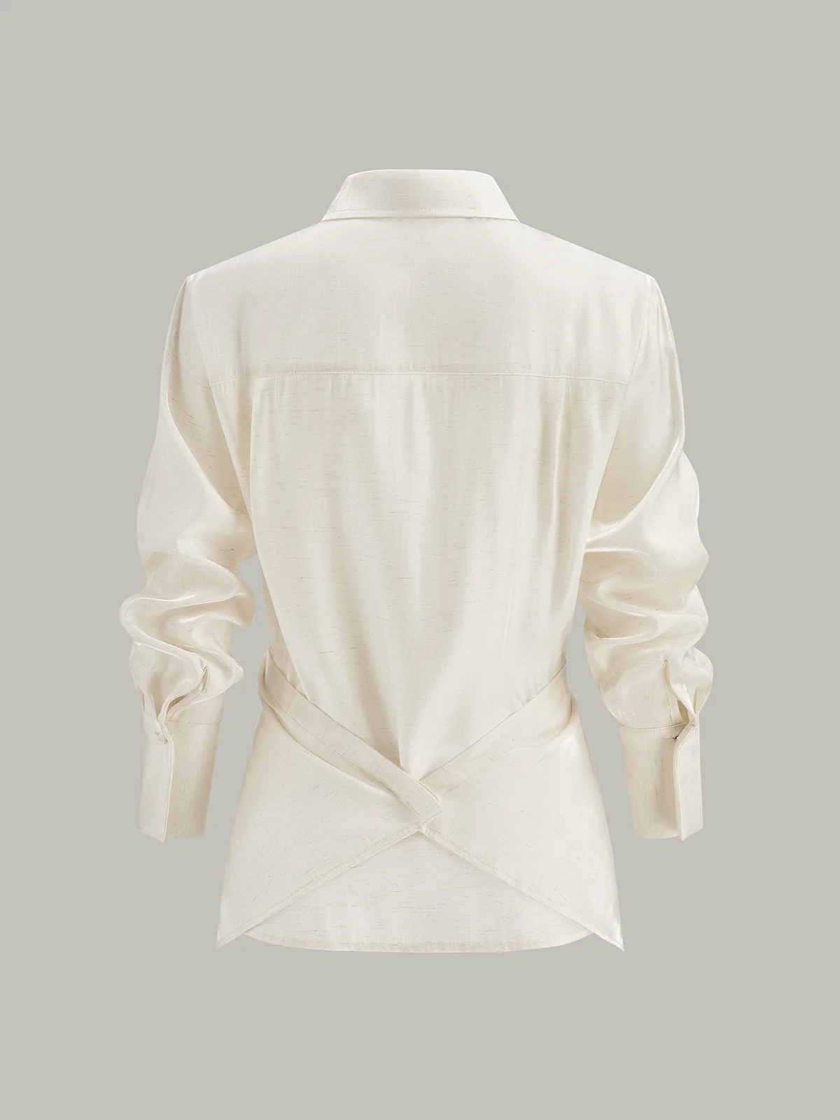 Linen Blend Cross-Over Wrap Shirt - Wholesalesil