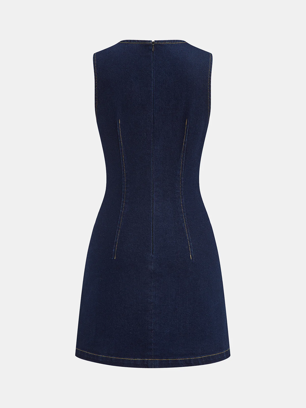 Double-Breasted Denim Sleeveless Mini Dress - Wholesalesil